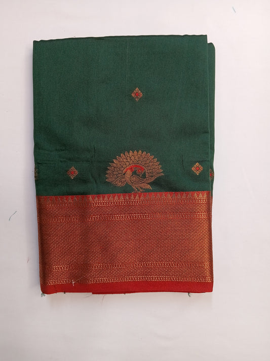 Bottle Green Manika Semi Silk Saree