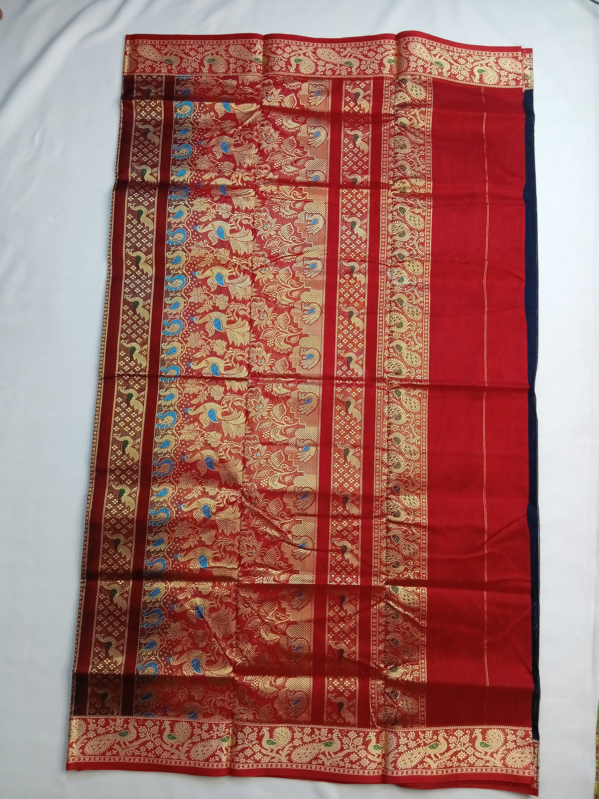 Navy Blue Paithani Silk Saree with Rich Pallu and Jari Border