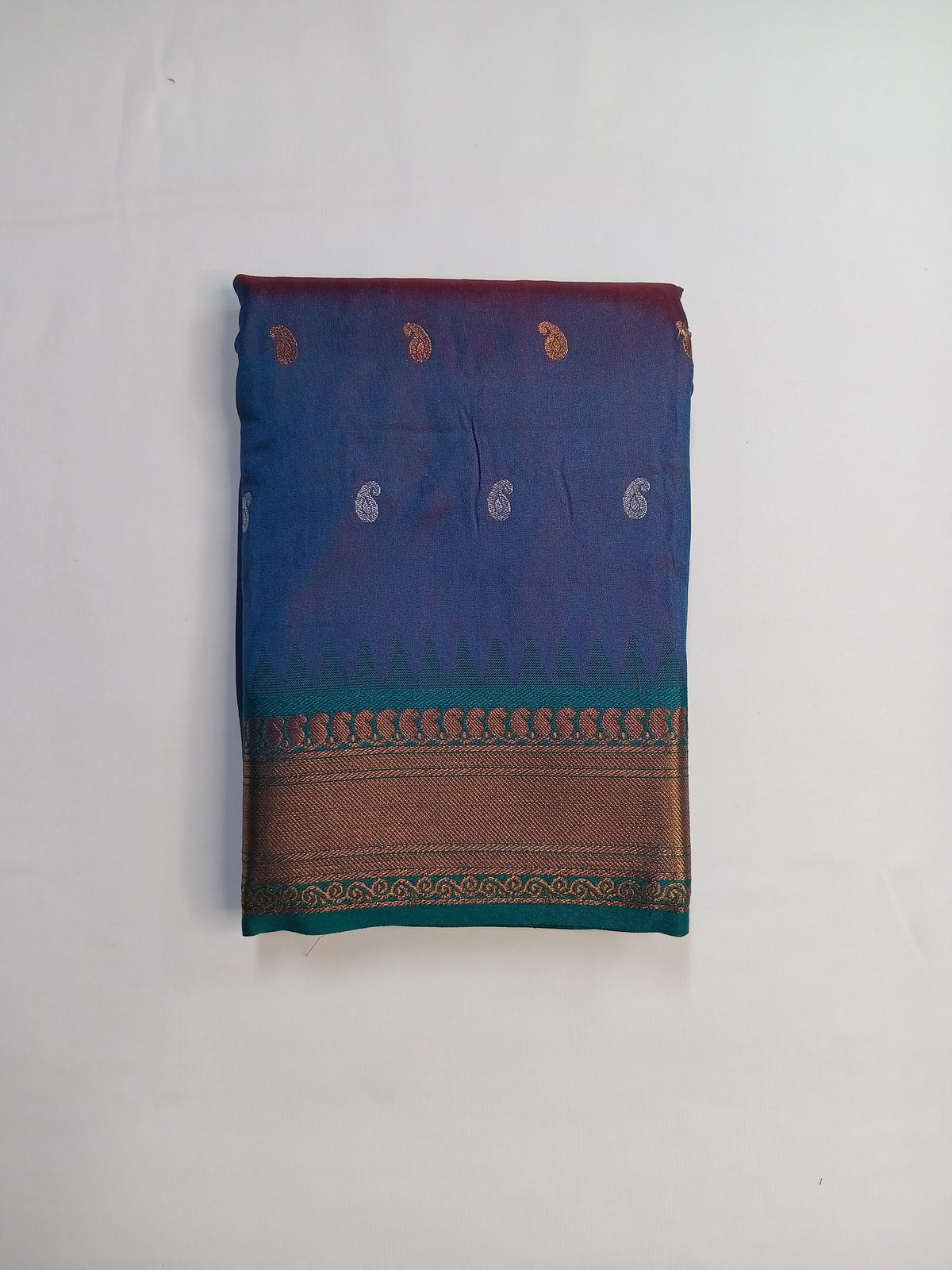 Steel Blue Dhansahree Paithani Silk Saree
