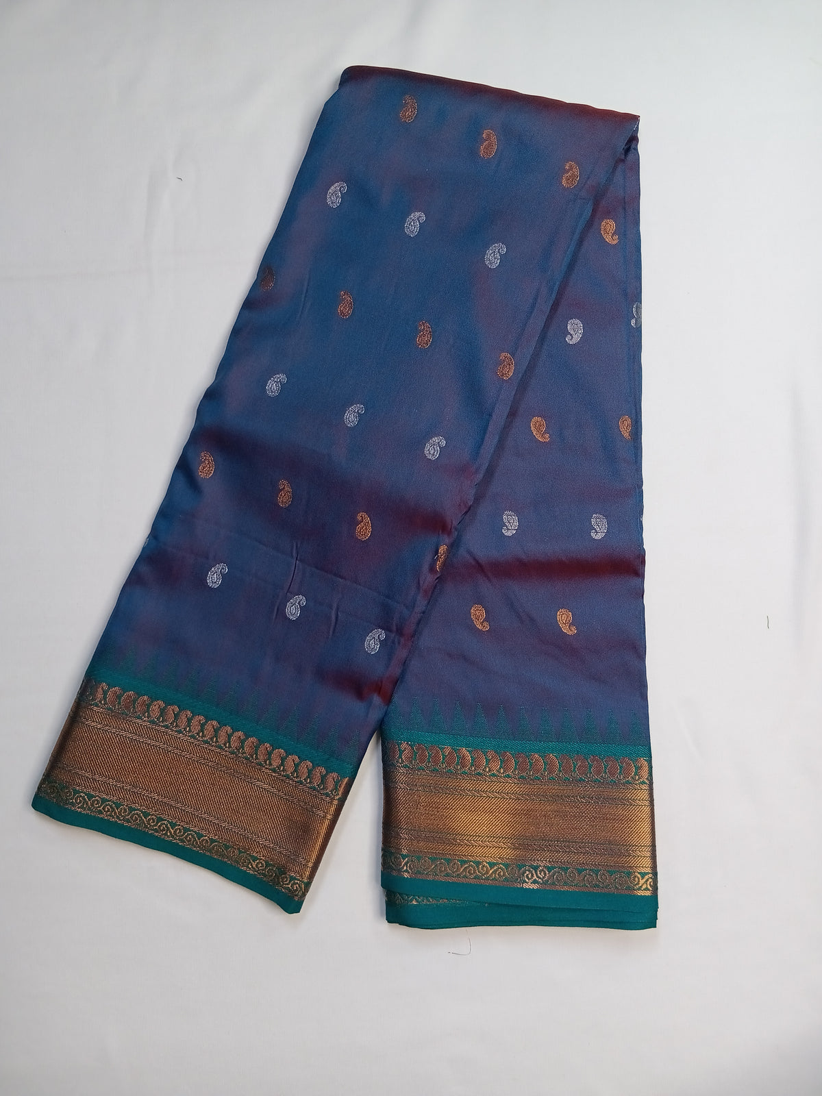 Steel Blue Dhansahree Paithani Silk Saree