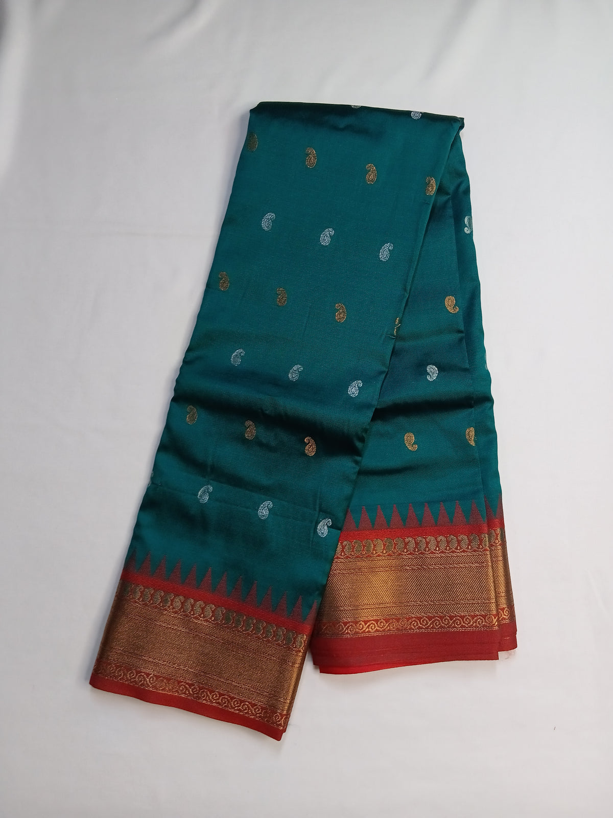 Teal Green Dhansahree Paithani Silk Saree
