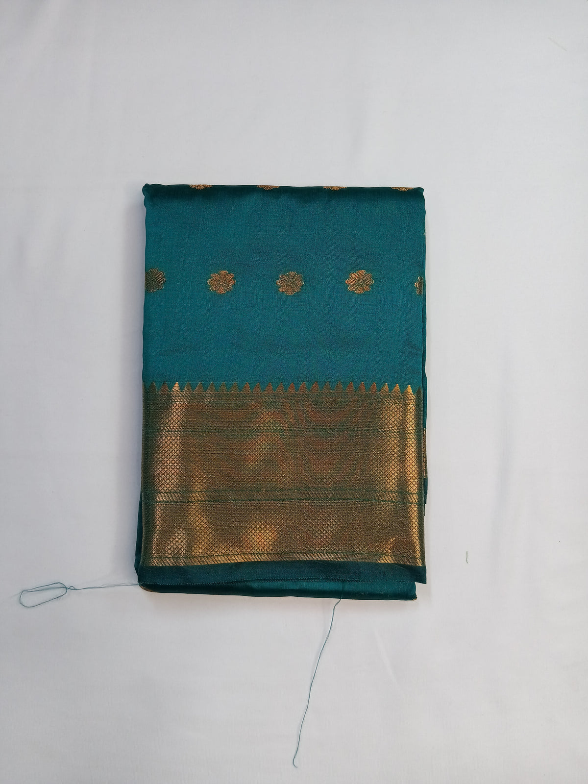 Teal Blue Trisha Silk Saree with Floral Butta Design