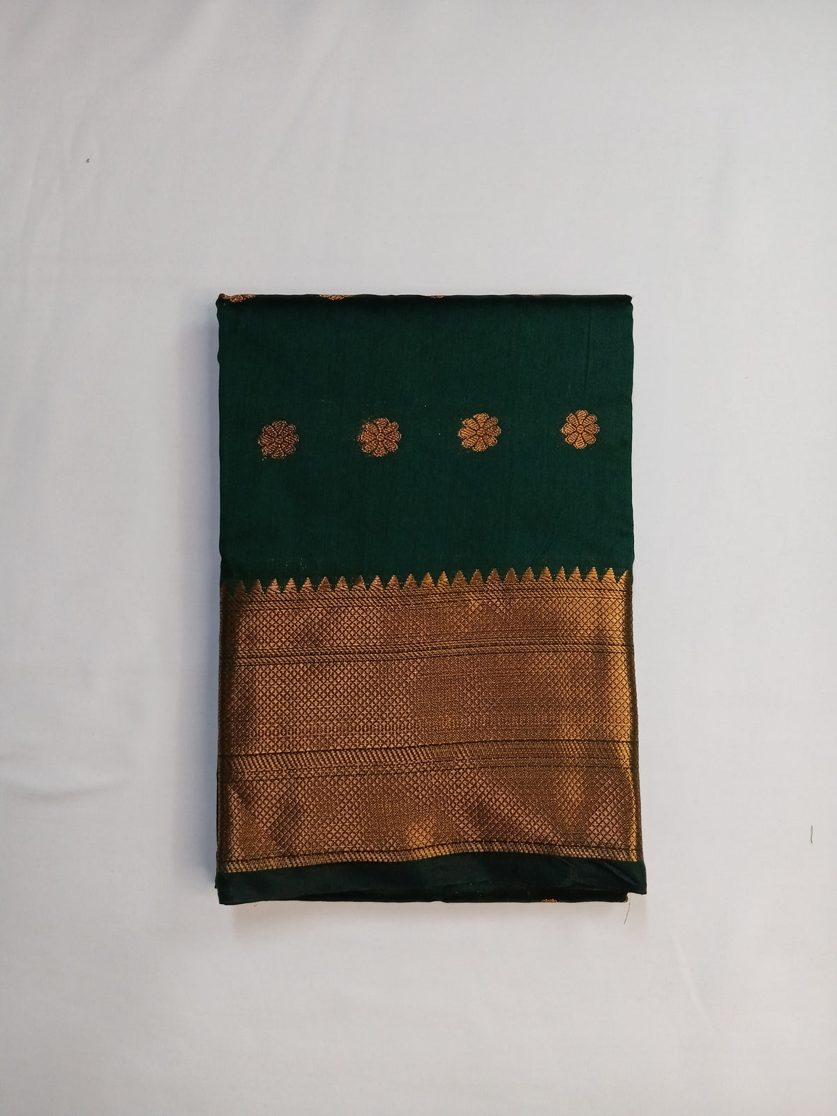 Bottle Green Trisha Silk Saree with Floral Butta Design
