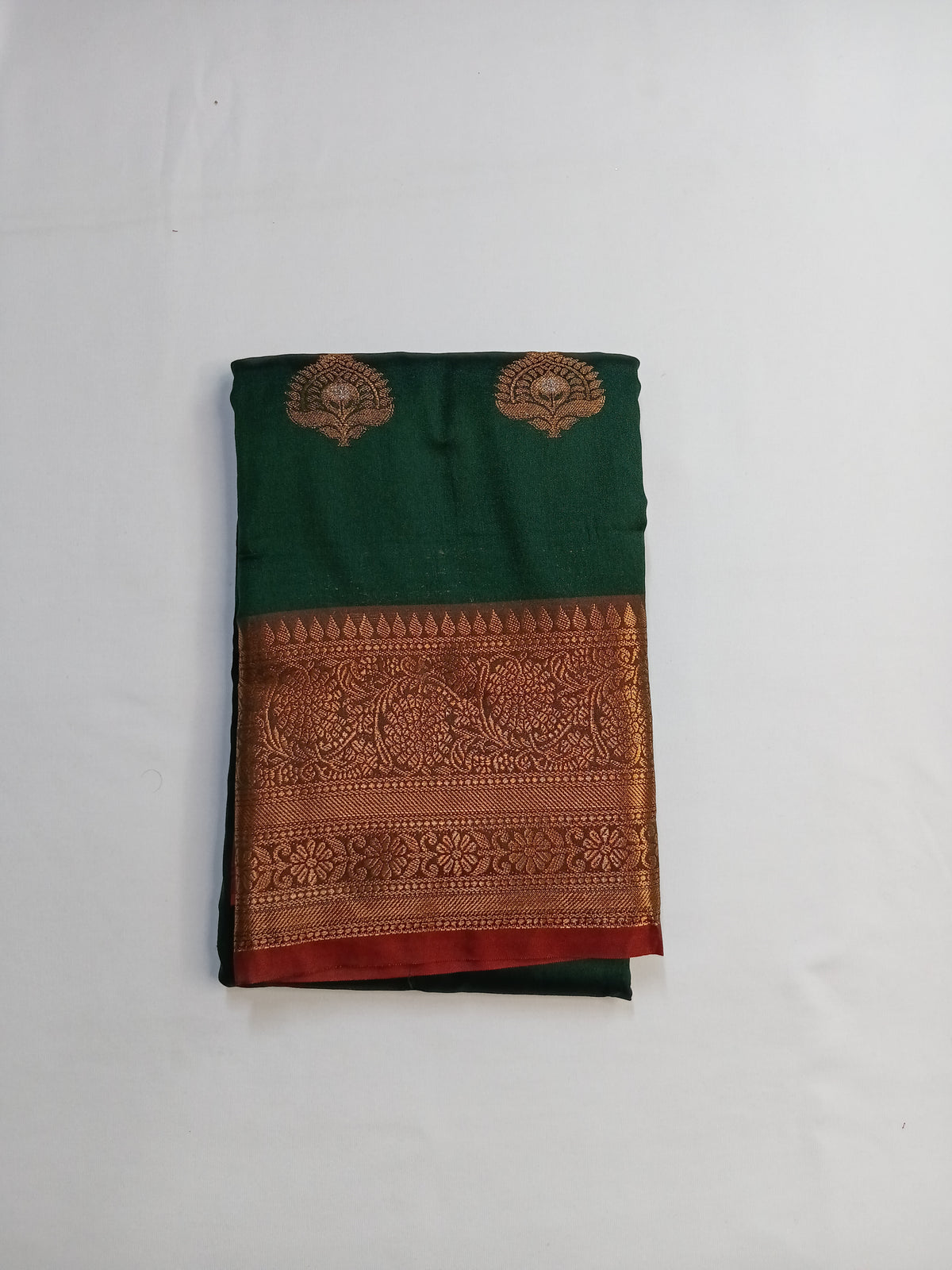 Bottle Green Kashmiri Silk Saree with Rich Border