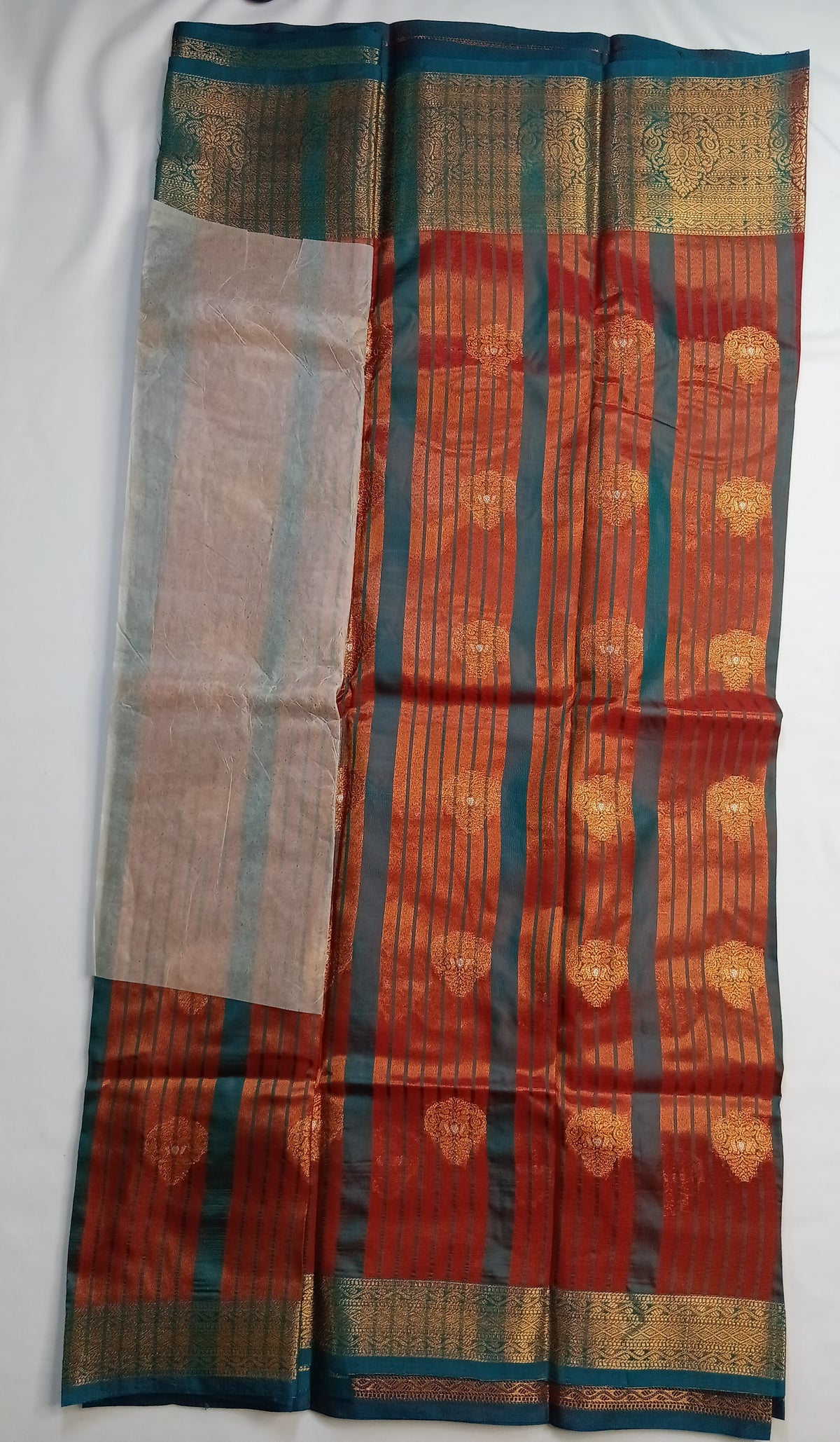 Maroon Red Kashmiri Silk Saree with Rich Border
