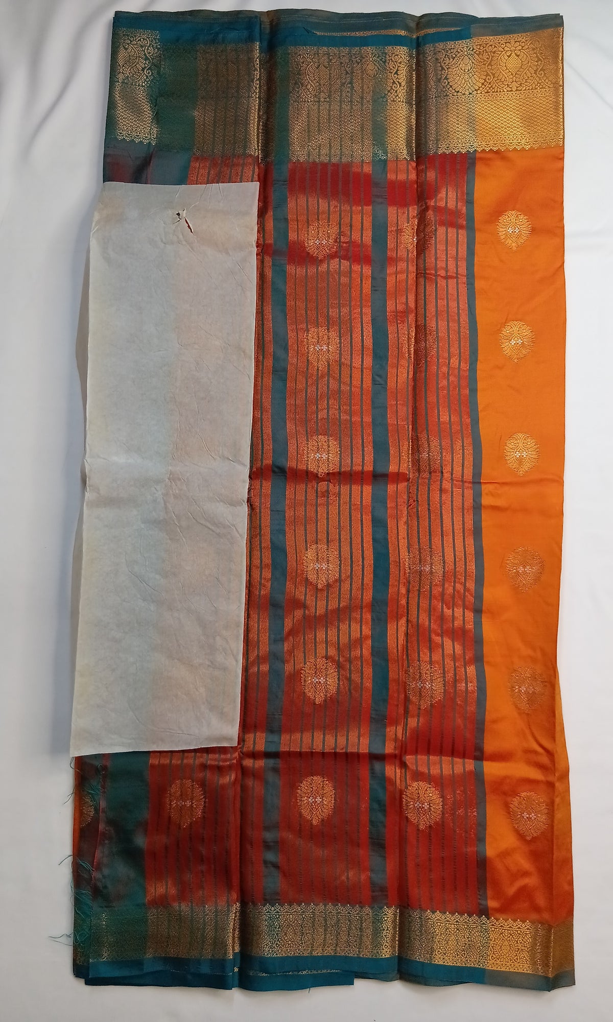 Orange Kashmiri Silk Saree with Rich Border