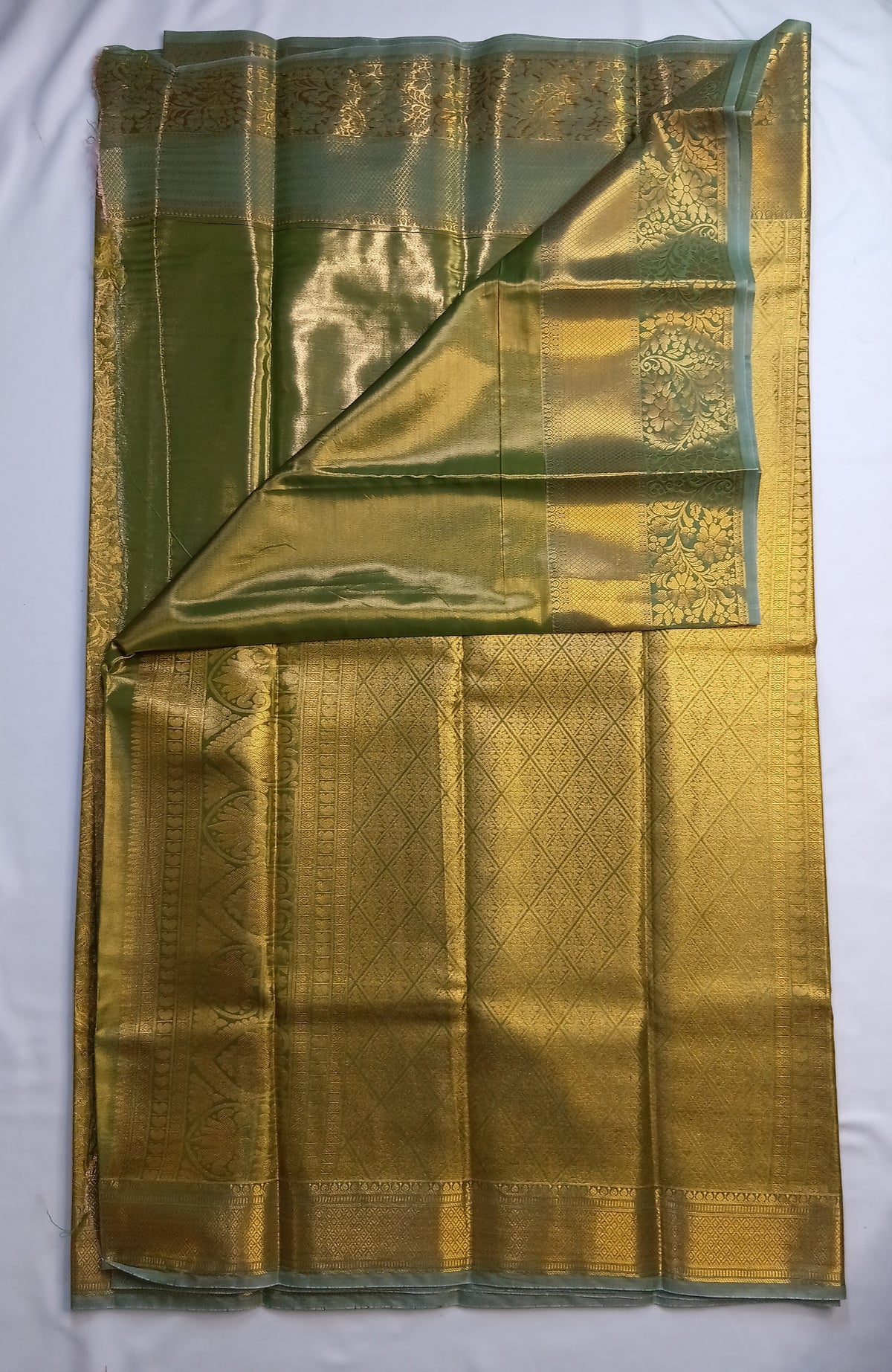 Olive Green Narayani Tissue Silk Saree