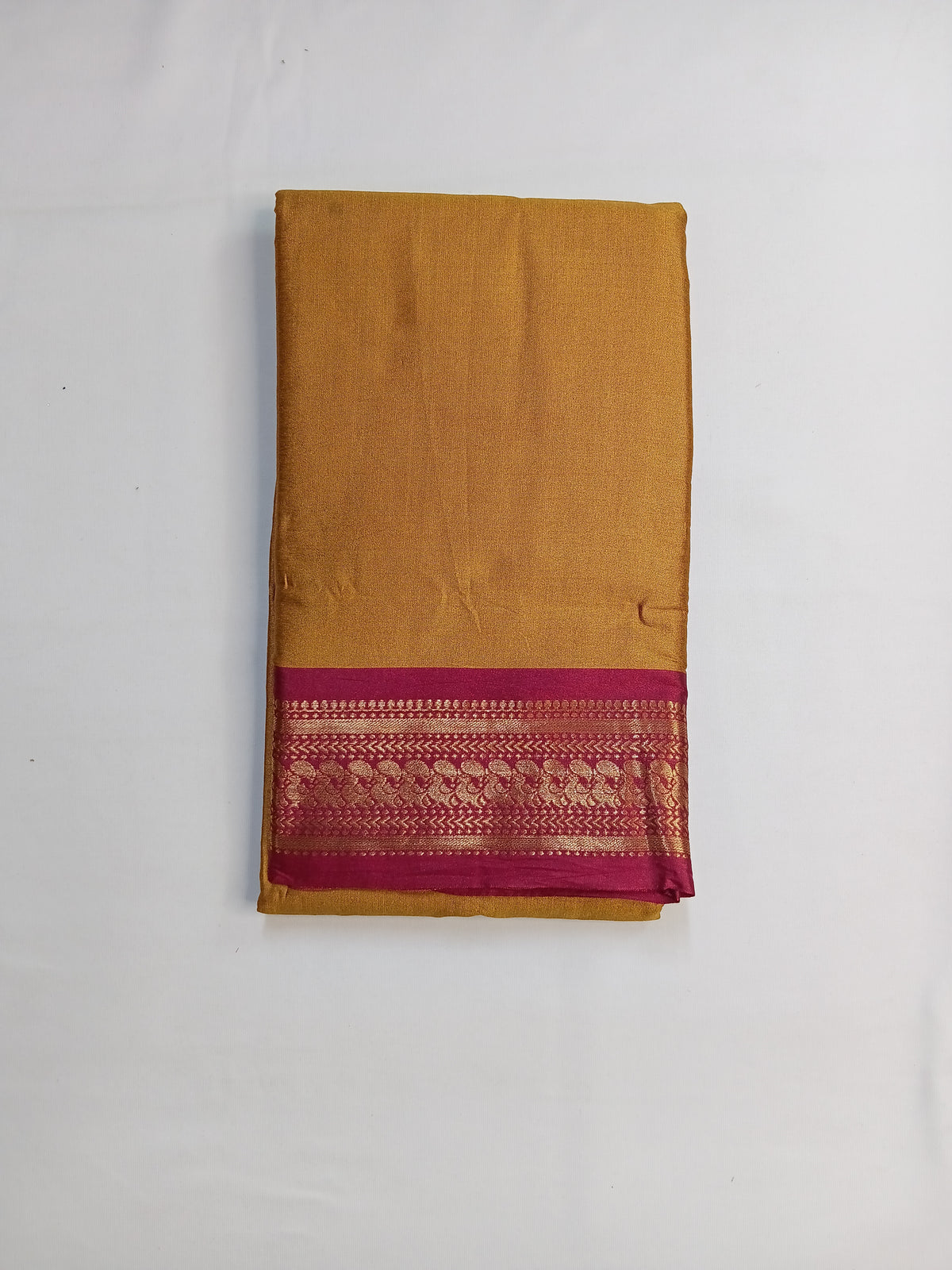Mustard Gold Kalyani Plain Art Silk Saree
