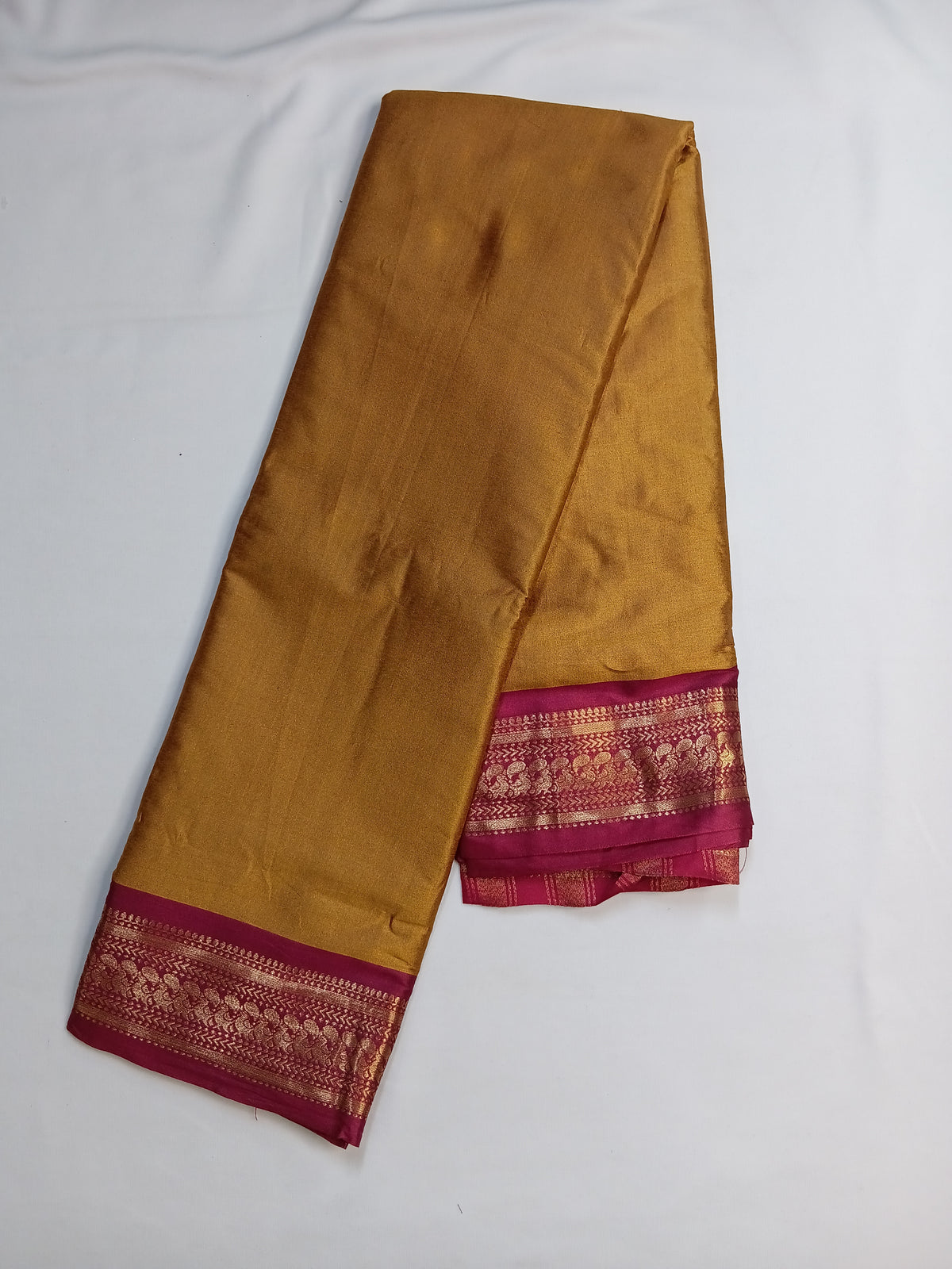 Mustard Gold Kalyani Plain Art Silk Saree