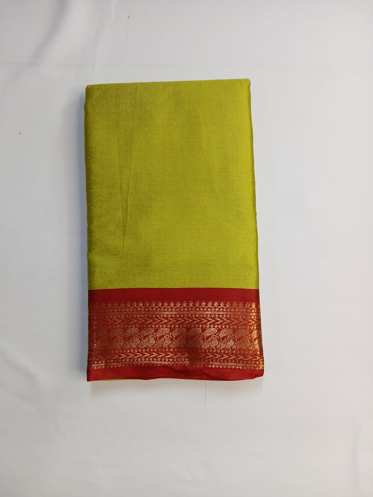 Lime Green Kalyani Plain Art Silk Saree
