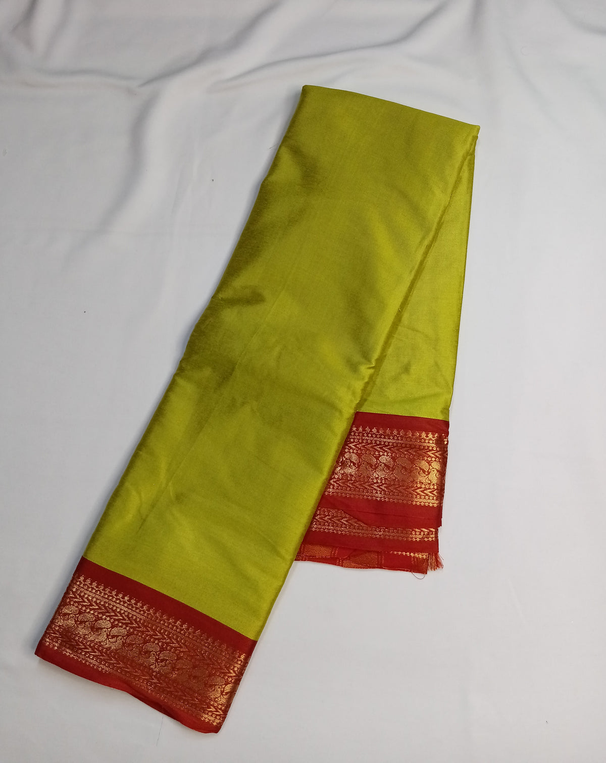 Lime Green Kalyani Plain Art Silk Saree