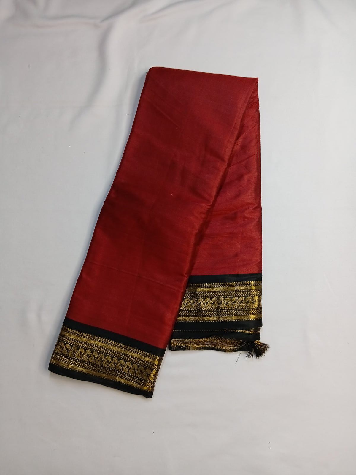 Brick Red Kalyani Plain Art Silk Saree
