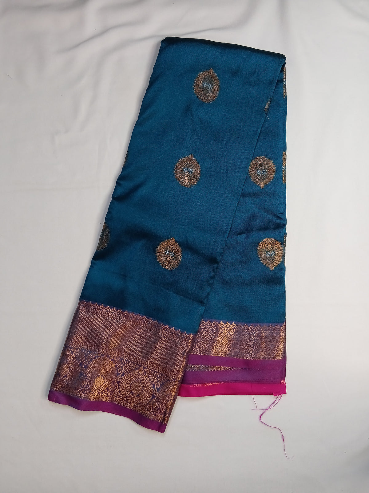 Teal Blue Kashmiri Silk Saree