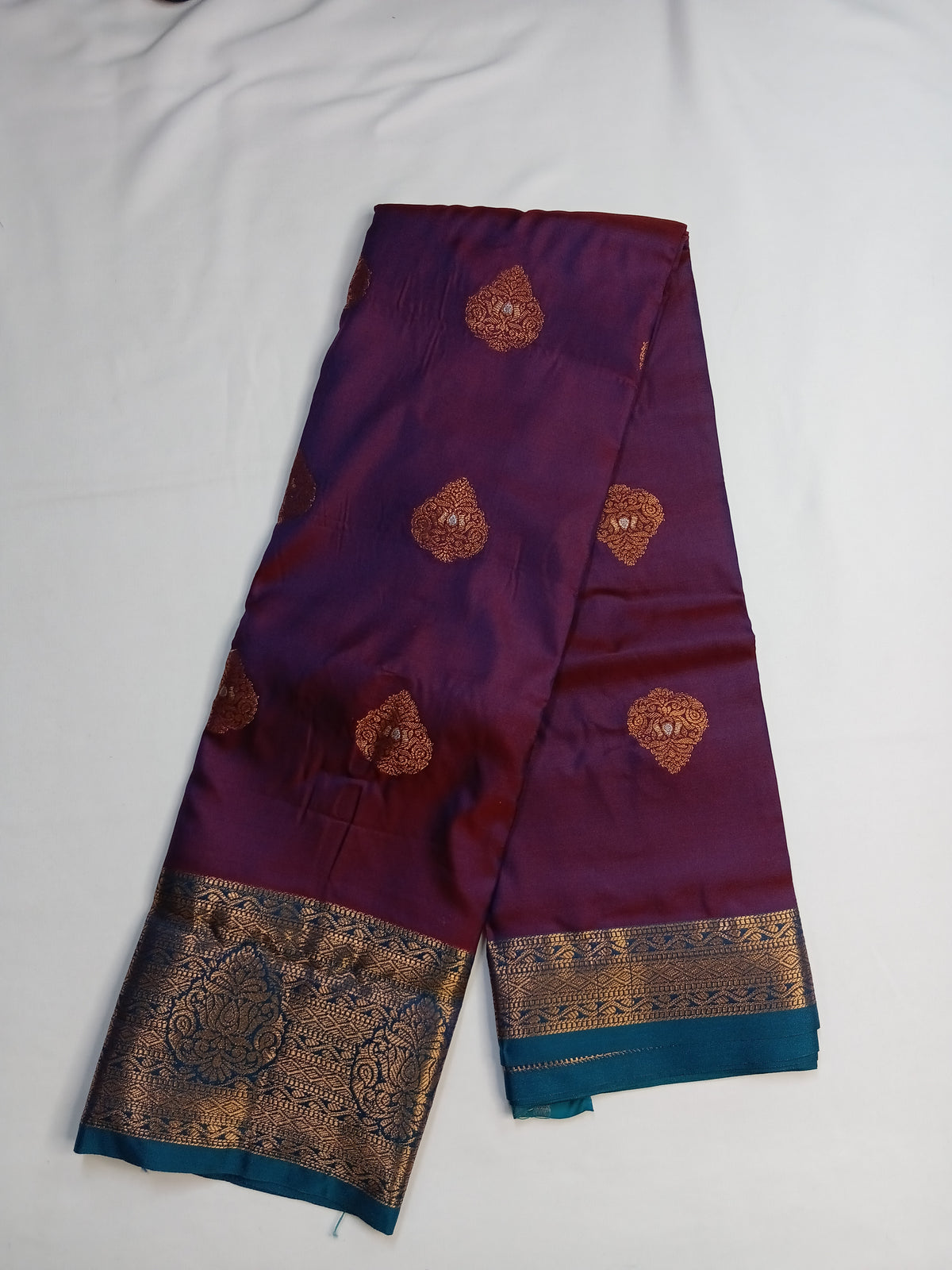 Wine Kashmiri Silk Saree