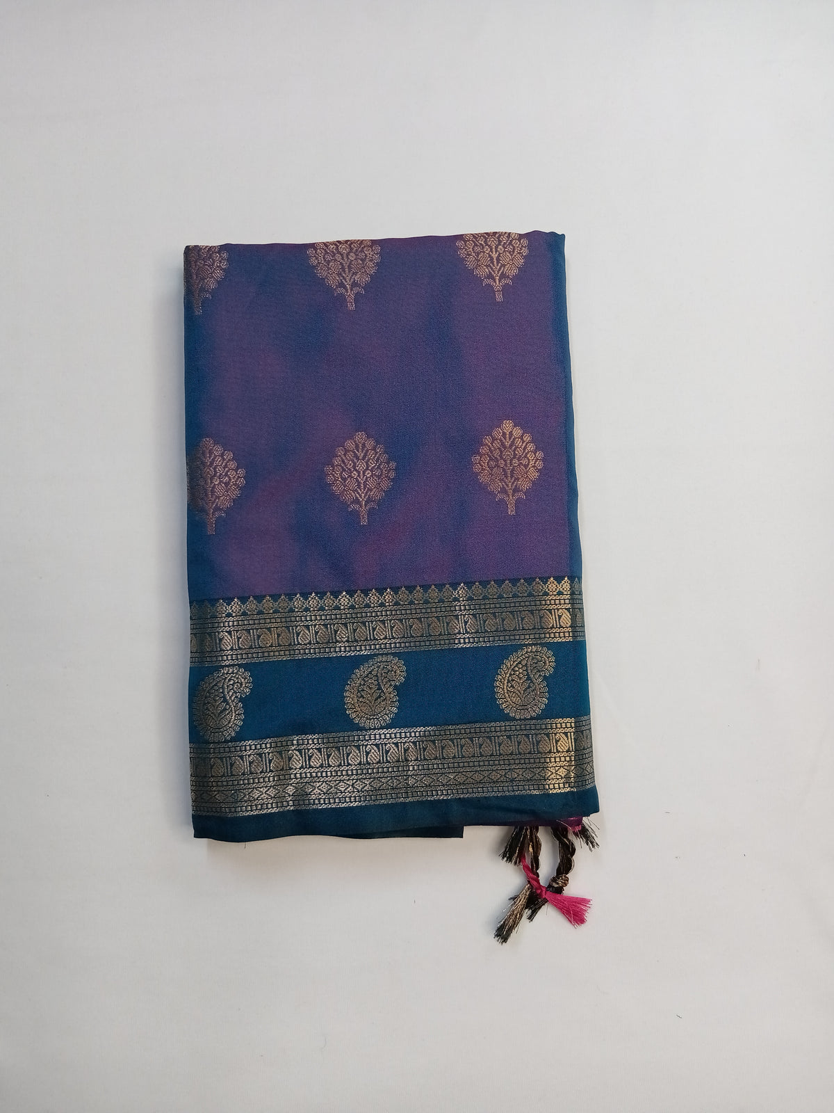 Royal Blue Purva Silk Saree with Mango Border