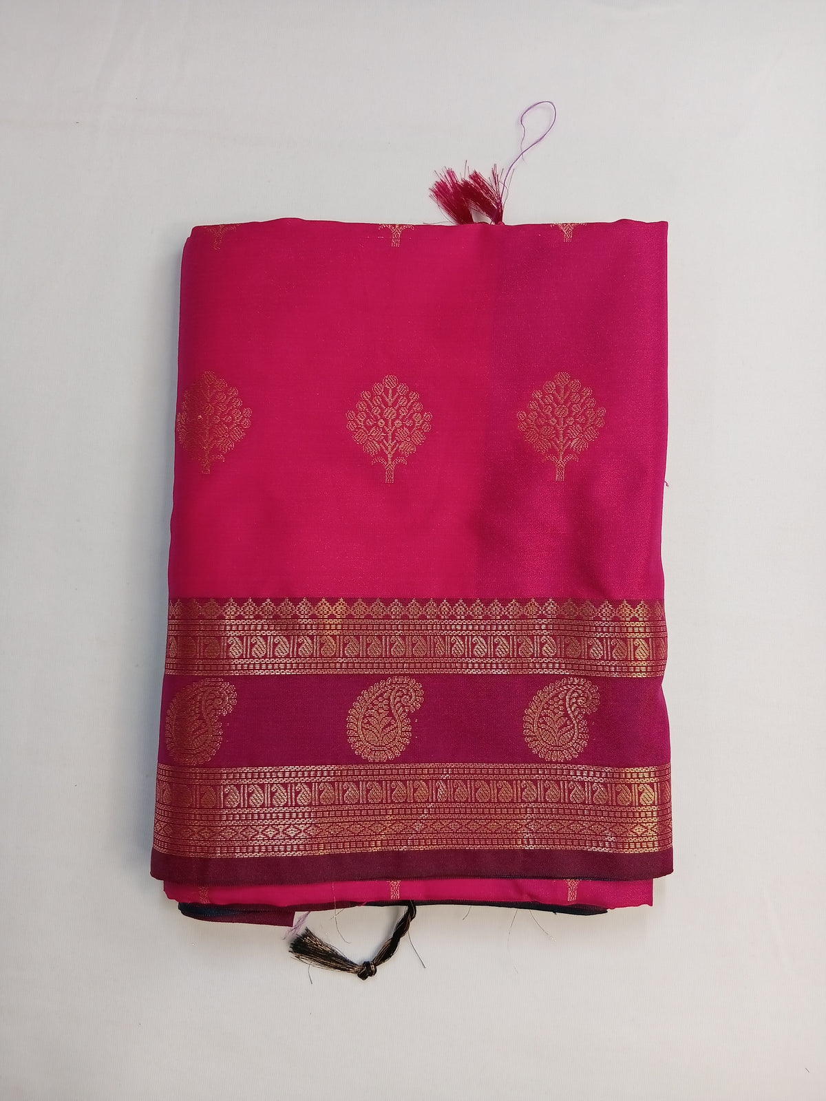 Rani Pink Purva Silk Saree with Mango Border