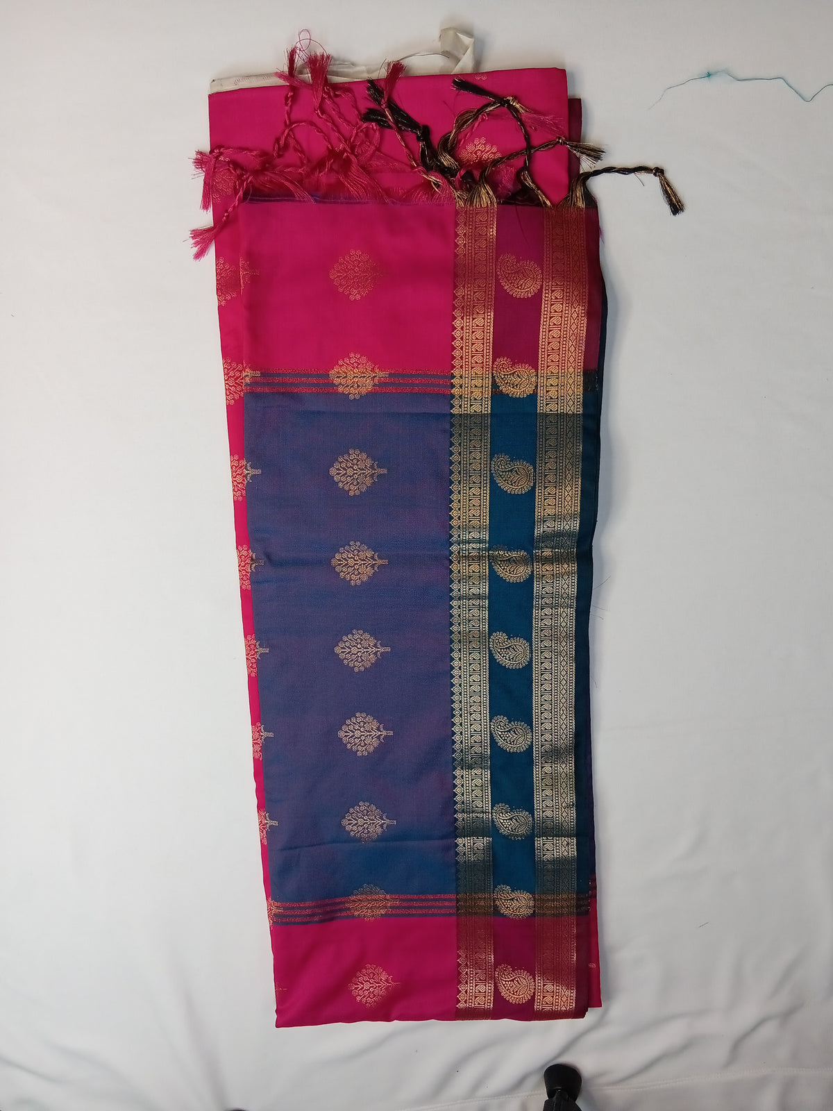 Rani Pink Purva Silk Saree with Mango Border