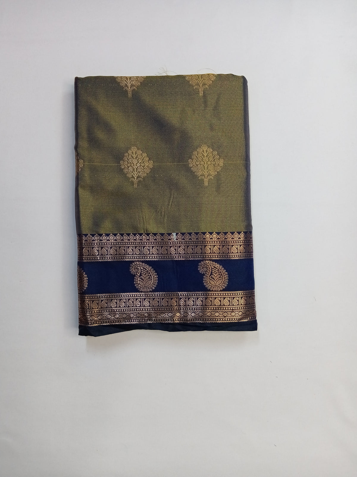 Sage Green Purva Silk Saree with Mango Border