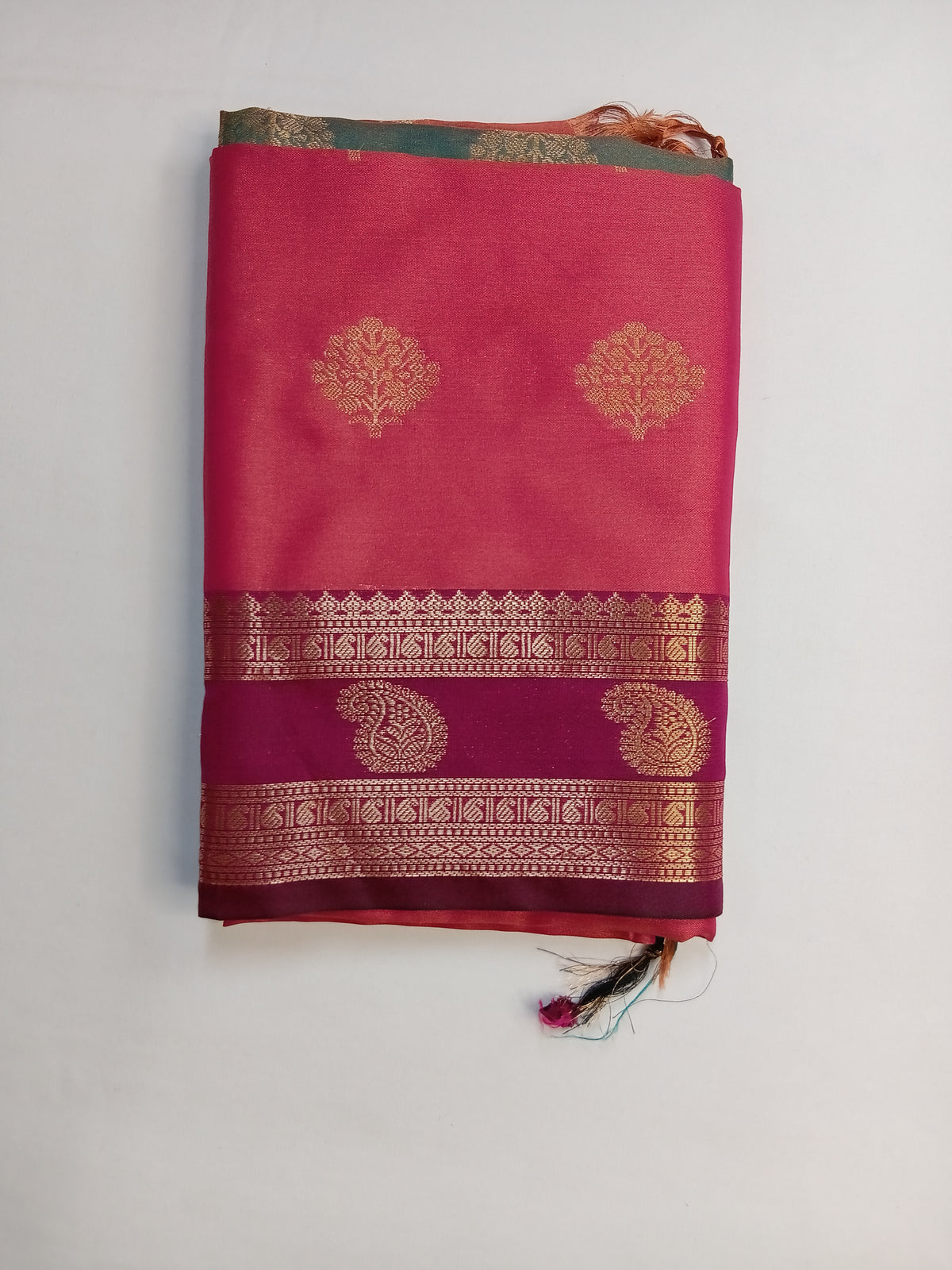 Rose Pink Purva Silk Saree with Mango Border