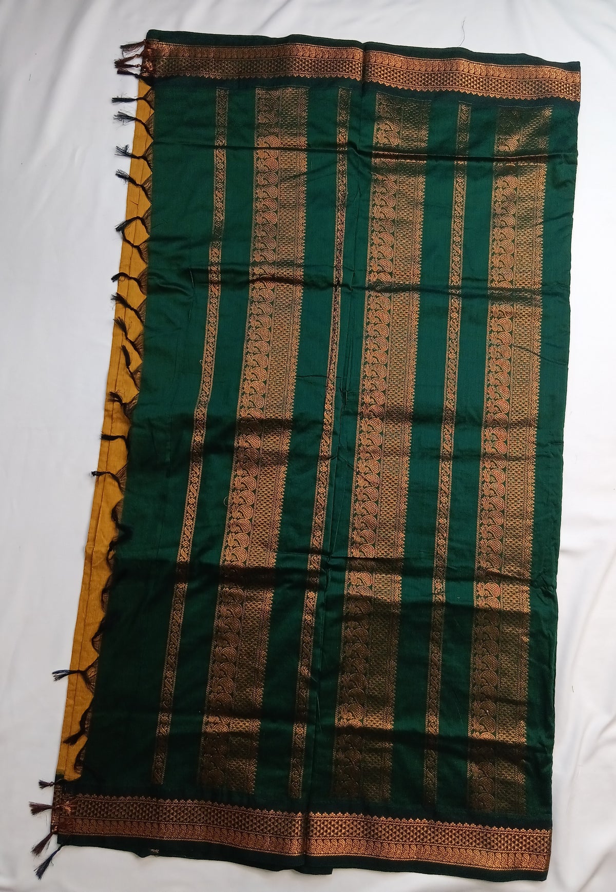 Mustard Yellow Gadwal Plain Saree and Rich Pallu