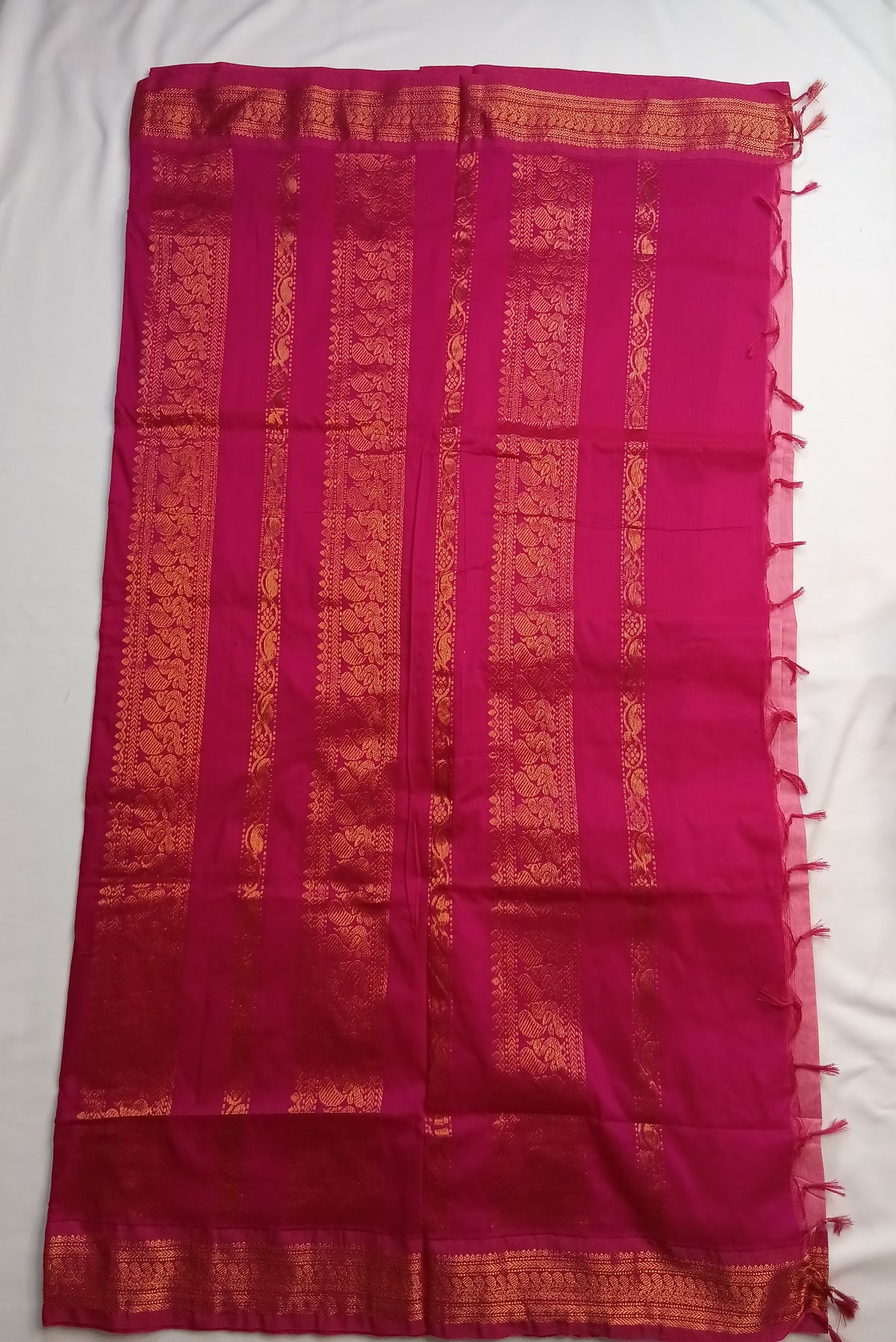 Rose Pink Gadwal Plain Saree and Rich Pallu