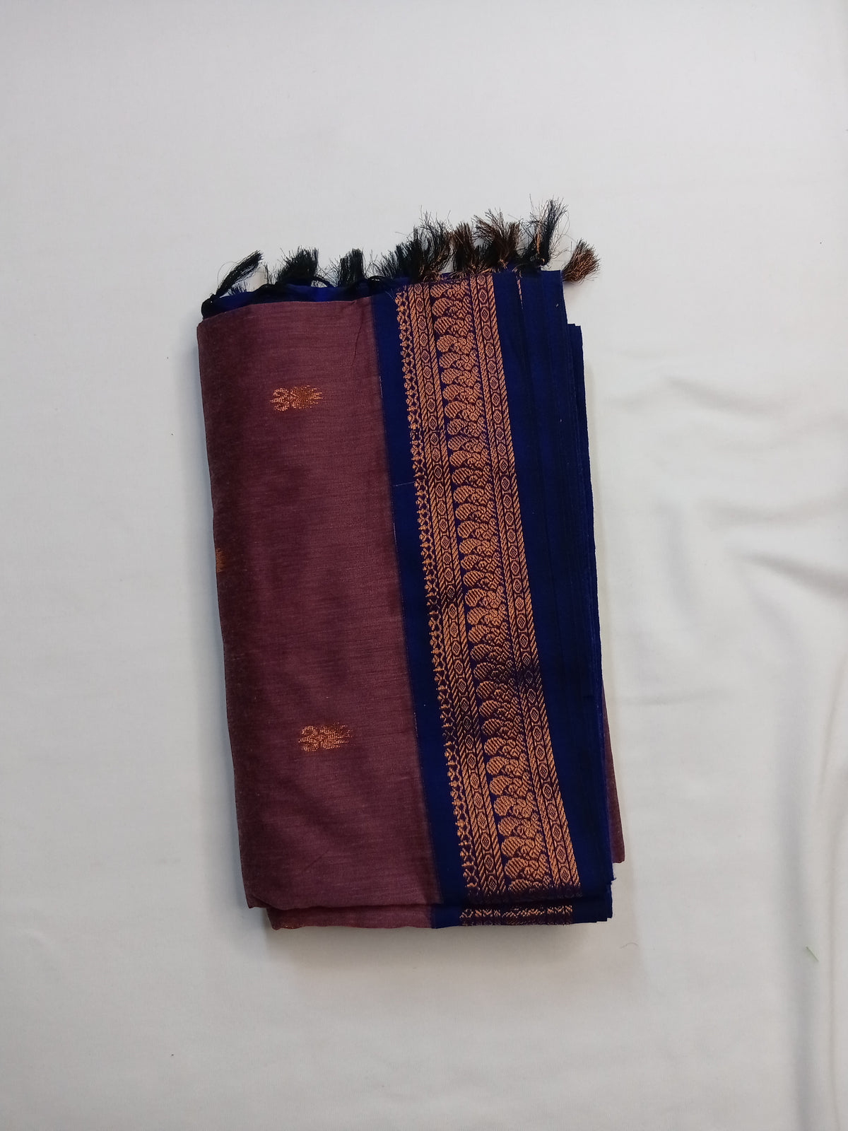 Mauve Purple Gadwal Saree with Butta Design and Rich Pallu