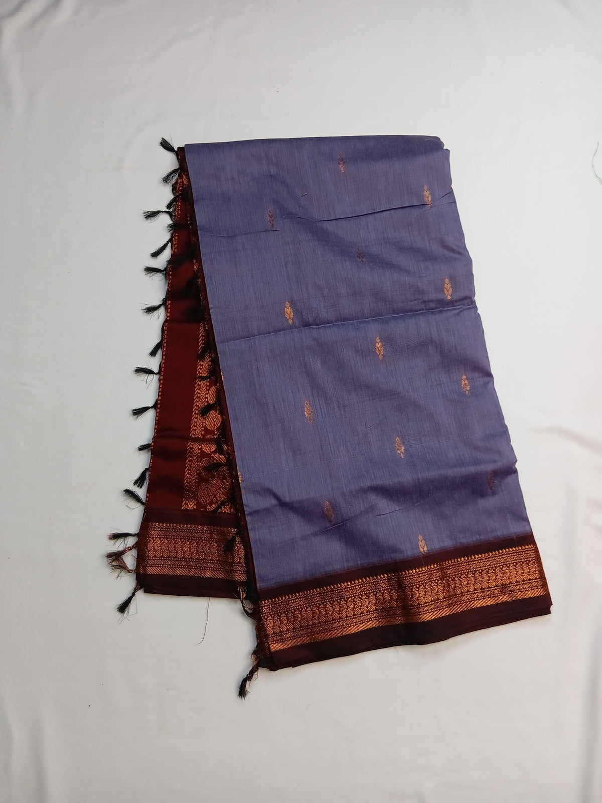 Lavender Gadwal Saree with Butta Design and Rich Pallu