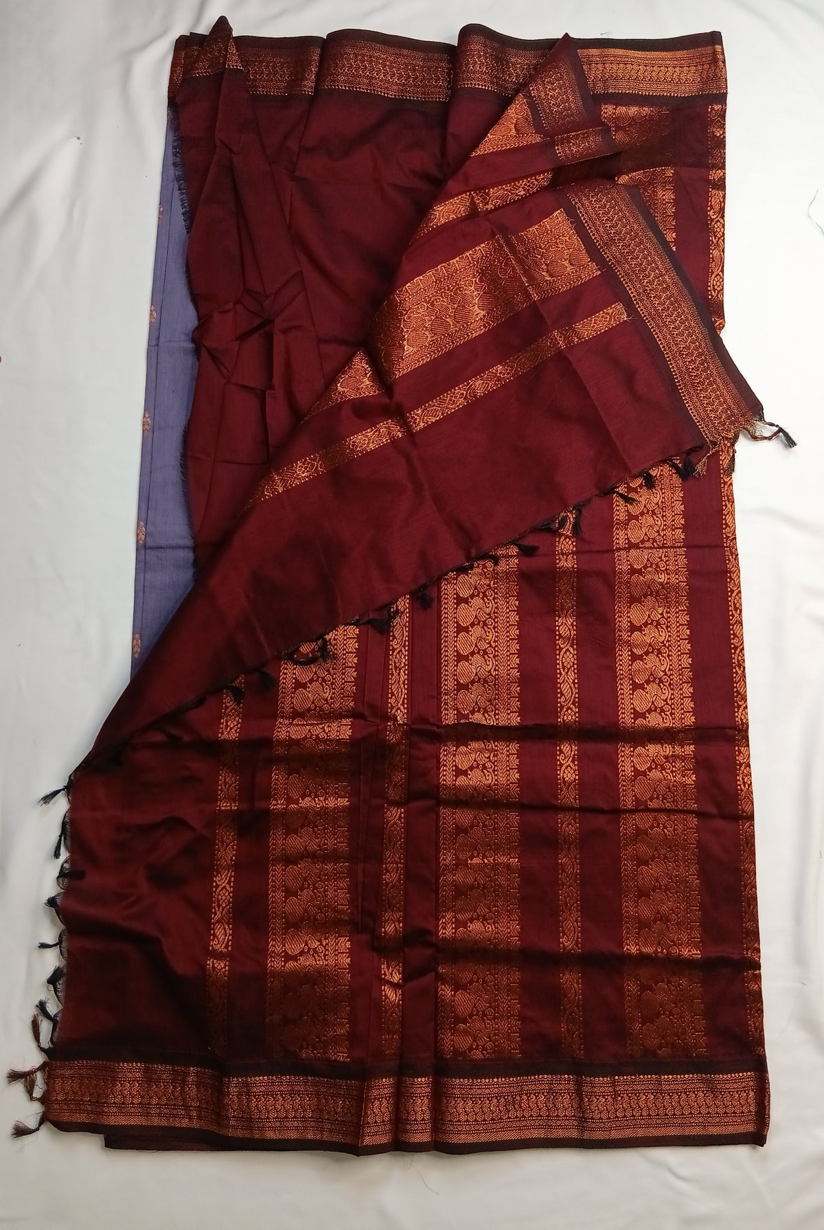 Lavender Gadwal Saree with Butta Design and Rich Pallu